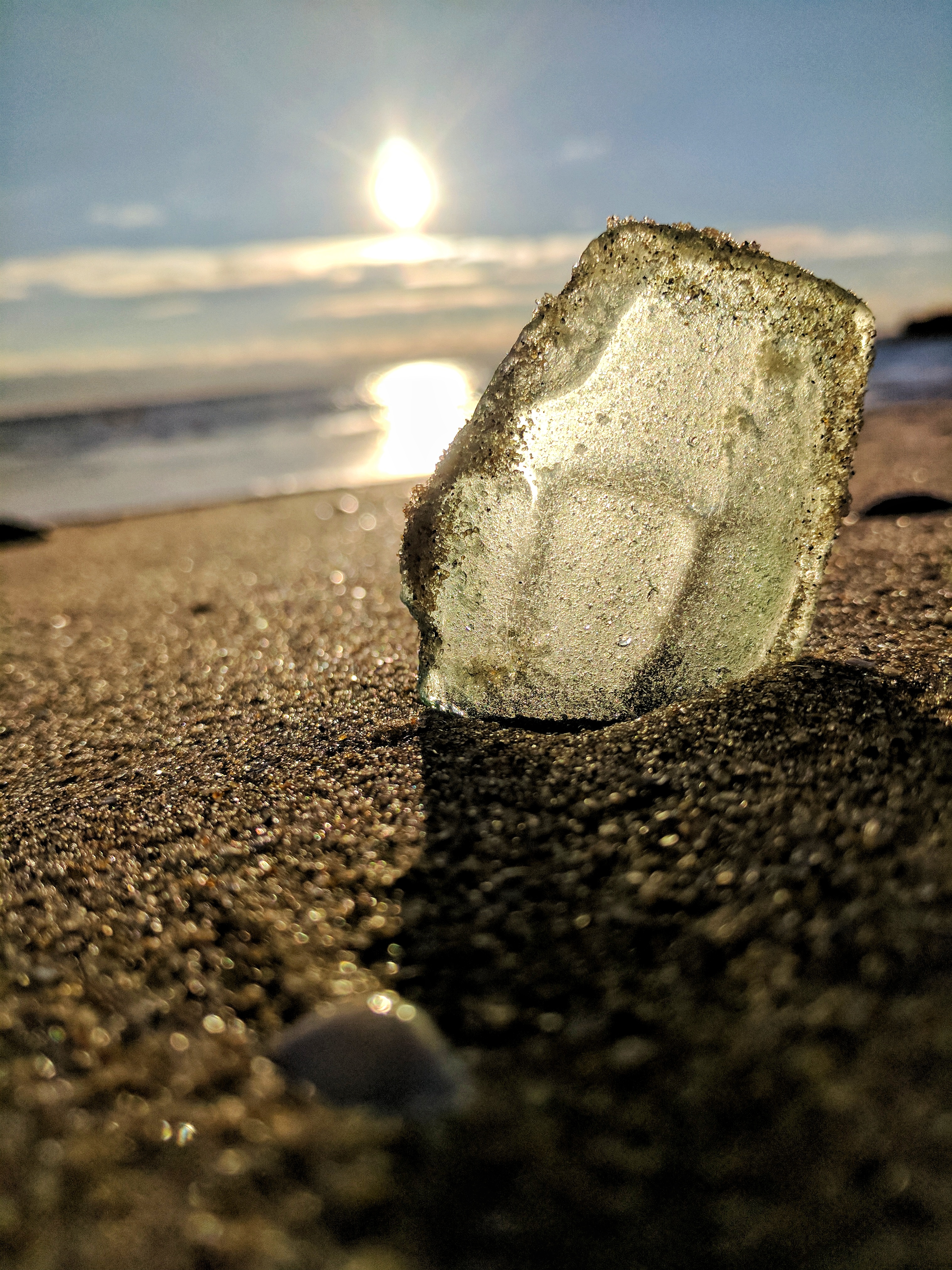 Sea glass on the sand