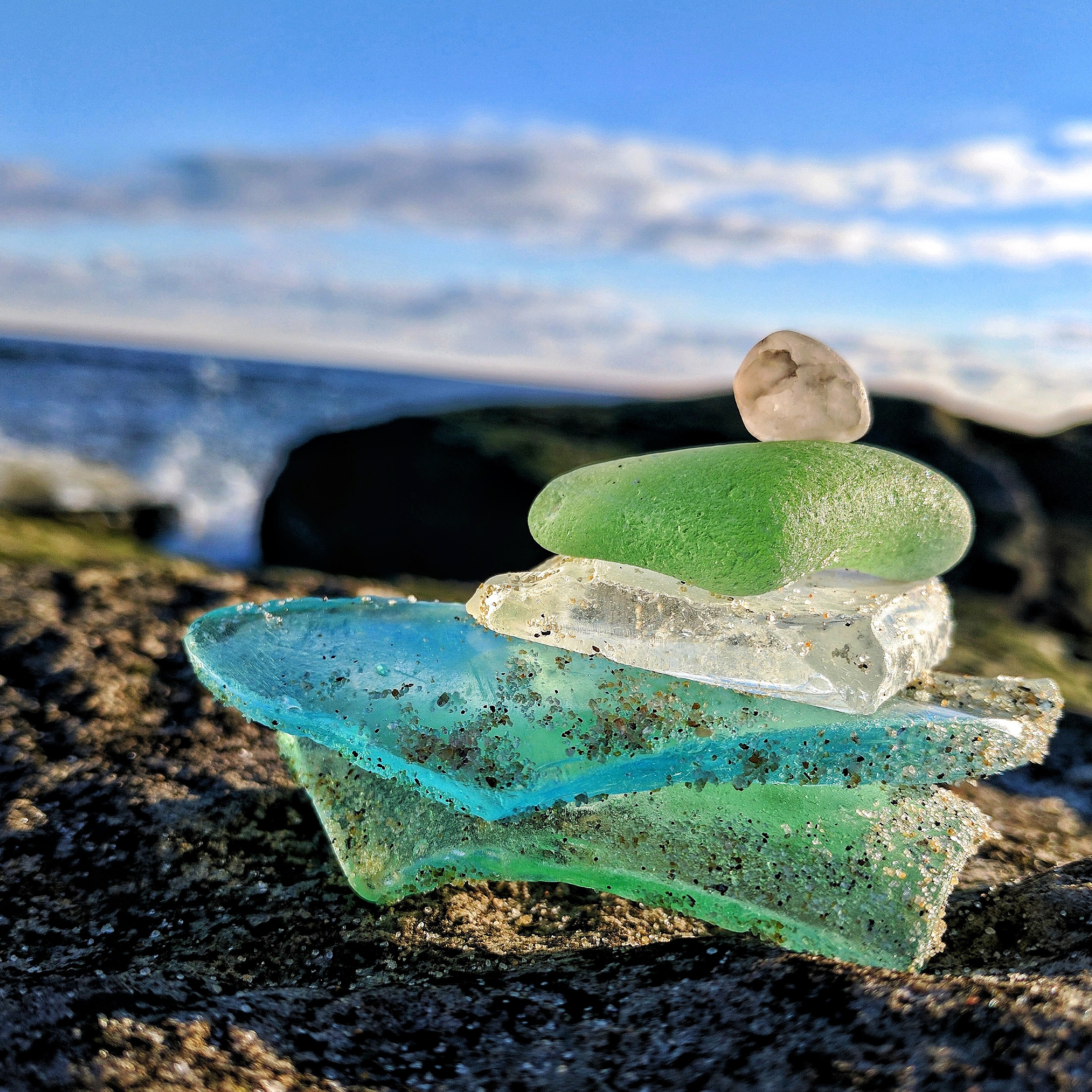 Sea glass on the beach